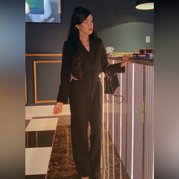 ZARA CUT OUT JUMPSUIT BLAZER WITH BELT - Picture 8 of 9